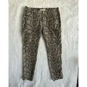 Michael Kors Womens Lux Capri Pants Size 4 Brown Snake Print Cargo Streetwear